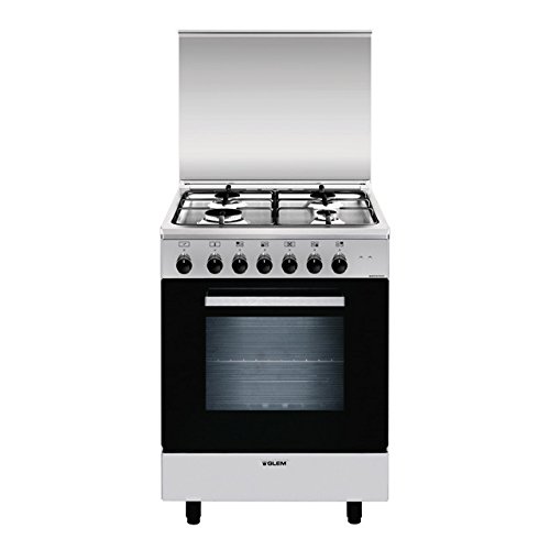 Glem Gas A654MI6 cuisinière indépendante, en acier inoxydable, rotative, sur le devant, cuisinière à gaz, moyenne