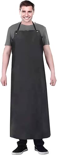 Miniatura 4 de K Y KANGYUN Paquete de 3 delantales de trabajo de vinilo de goma impermeables para hombre, modelo resistente de 43 x 29 pulgadas, ideal para