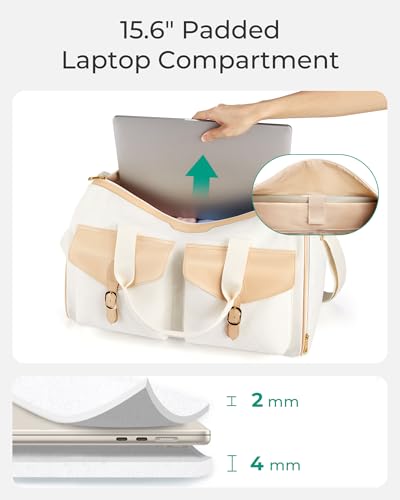 BAGSMART Duffel Bag for Women, Vintage Weekender Bags for Women, Overnight Gym Carry on Personal item for Travel, Black4