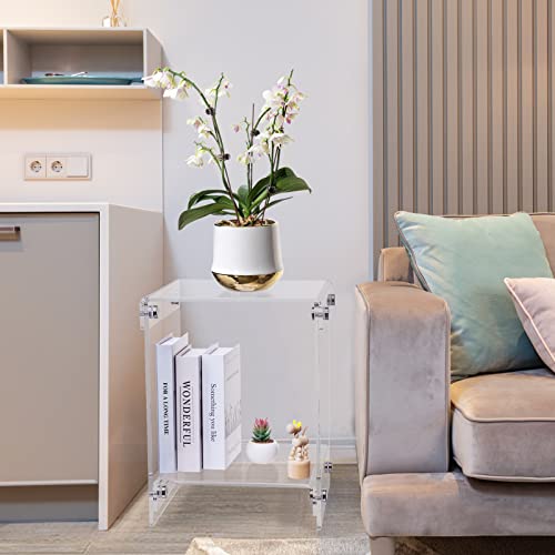 Sumerflos Acrylic Small Frame Side Table/End Table/Easy Assembly, Nightstand For Living Room Bedroom Home Decor- Clear #TOP1
