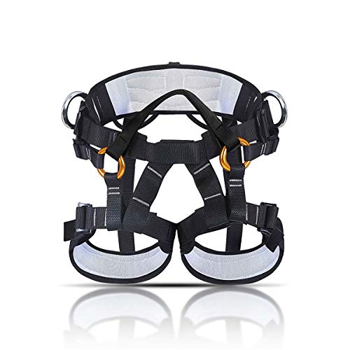 KINGUARD Arnés de Escalada Alpinismo Cuerda Equipo Escalada Ajustable Cinturón Seguro de Cadera de Cintura para Mujer y Hombre Escalada de Roca Alpinismo Rescate (Medio Cuerpo - Negro)