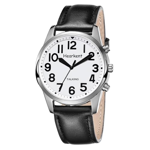 Hearkent Reloj parlante para Hombres en español con números Grandes, Reloj parlante para Personas Mayores, ciegas, con discapacidad Visual o de Edad Avanzada - TG2211 Negro