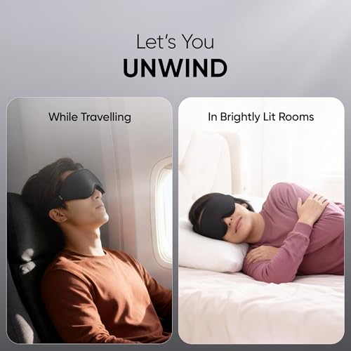 Image of Frido 3D Eye Mask for Men & Women | 100% Blackout Sleep Mask | Zero Pressure Memory Foam for Eyelids & Lashes | Adjustable Straps for Travel & Meditation | Soft Comfortable Night Eye Cover - Pitch Black
