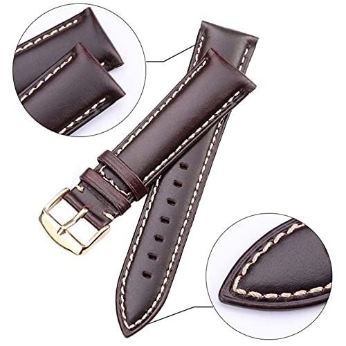 Sangle de montre en cuir véritable marron avec boucle en acier robuste