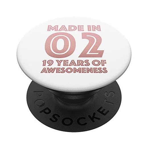 Regalos de 19 cumpleaños Hombre Mujer 19 años Hijo Hija 2002 PopSockets PopGrip: Agarre intercambiable para Teléfonos y Tabletas