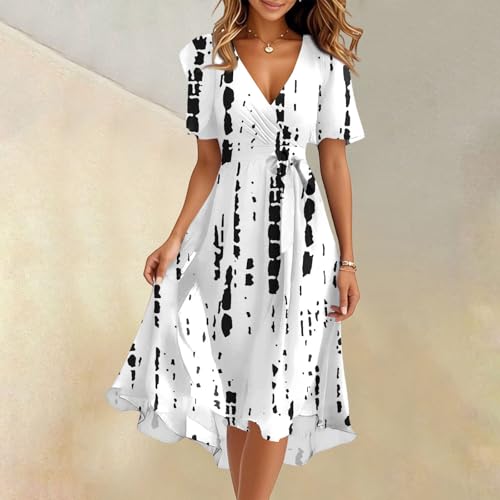 Spring Summer Chiffon Midi Dresses for Women 2025 Elegant Classy Wedding Guest Floral Formal Cocktail Prom Dress