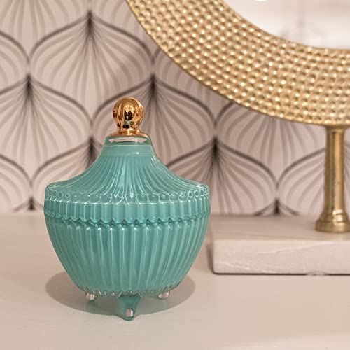 Briganti Venetian Candle Collection, Scented Candles In Turquoise Glass Jar (25 Scent, 9 Color Assortment) Made With Natural Soy Wax, Premium Fragrance Oils, Cotton Wicks - Dozen Roses #TOP1