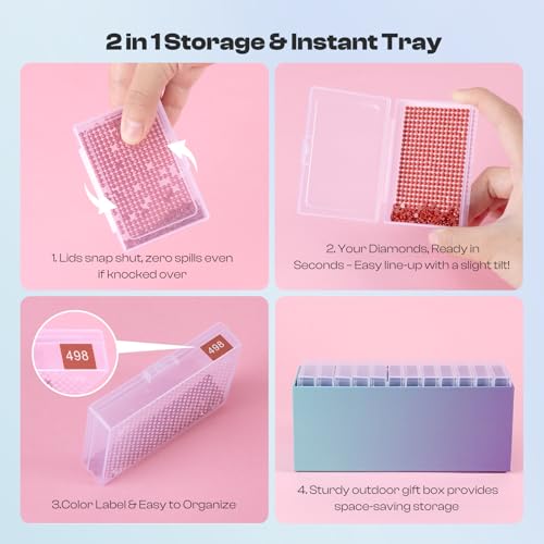Caydo 24PCS Diamond Art Trays with Lids, 2 Size Diamond Art Painting Storage Containers for Diamonds Art Beads Storage & Quick Line-Up, Professional Craft Accessories Tools, Box Package — view 5