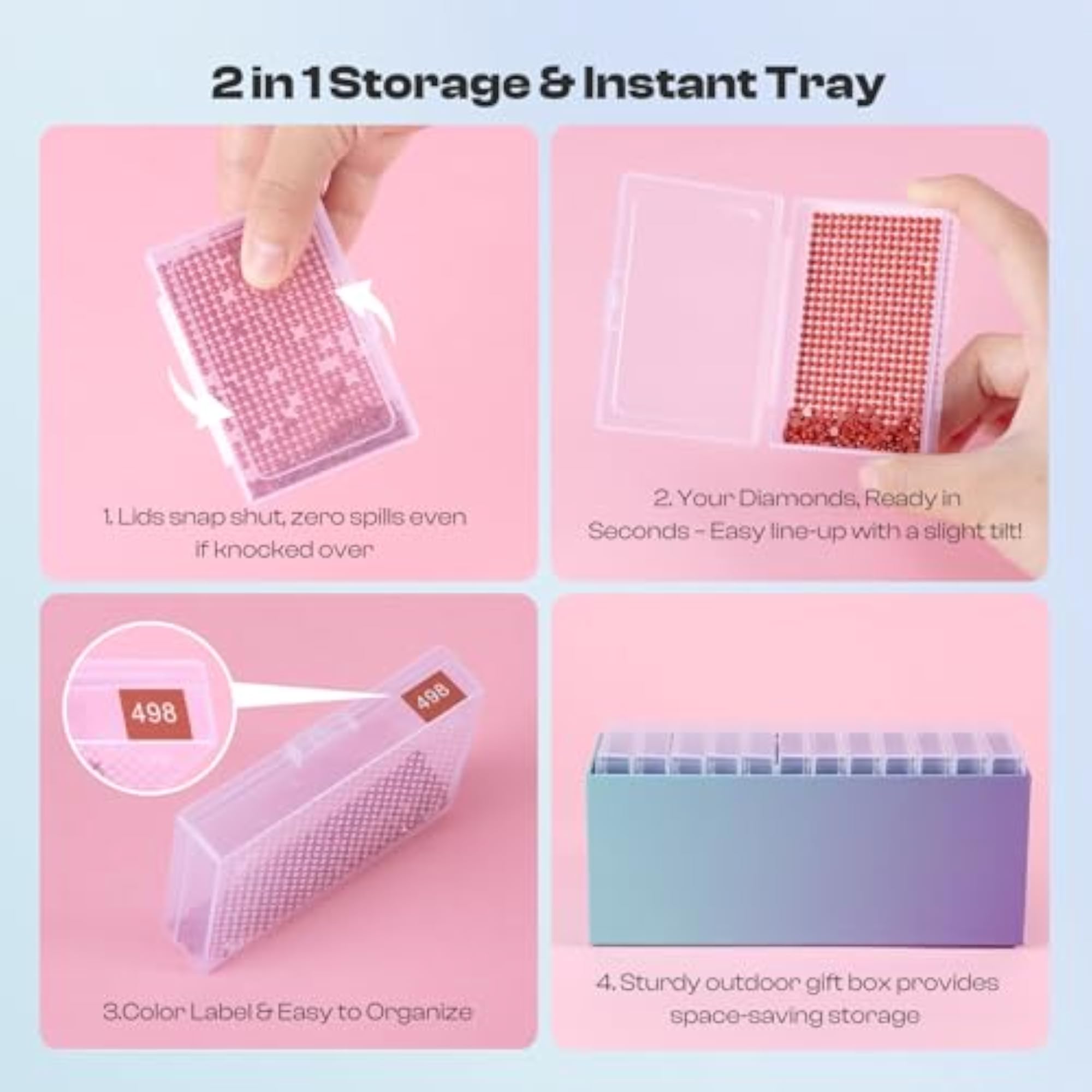 24PCS Diamond Art Trays with Lids, DIY Craft Supplies