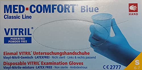 Med Comfort Guantes de vitrilo, color azul, sin polvo, 1 caja de 100 unidades Cover