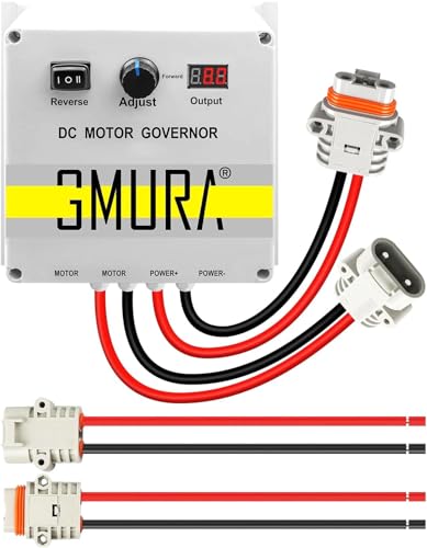 GMURA Waterproof PWM Motor Speed Controller DC 12-24V 50A, with Voltage Display & Adjustable Potentiometr & Forward Brake Reverse Switch, for 55 lbs Trolling Motors, Upgrade 2nd Generation
