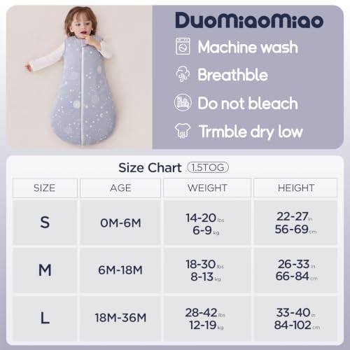Image of Duomiaomiao 2.5 TOG Baby Sleep Sack 100% Cotton Winter Baby Wearable Blanket, Warm Quilted Comfy Toddler Sleeping Sack