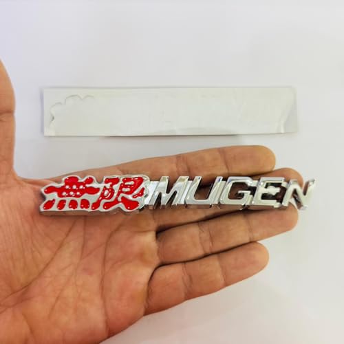 Image of Emblems for Car & Bike Metal Lo.go and Grill Me.tal Lo.go, Auto Accessories for Car Emblem 3D Badge Auto Racing Sport Sticker Grand Tourer Decal. (RED Chrome Mugen Metal Logo.)