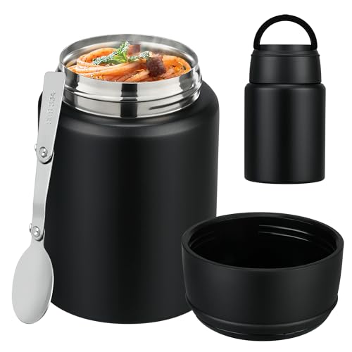 HAWEEK Insulated Soup Thermo 16oz- Insulated Food Jar,Thermo for Hot Food Kids,Vaccum Food Thermo Stainless Steel with Spoon for Hot Food Container and Hot Lunch Box