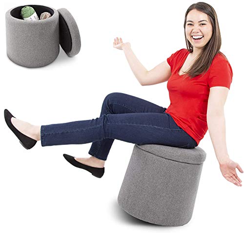 Image of Stand Steady Wobble Ottoman by Joy - Gray Active Motion Rocking Stool with Compartment and 360 Degree Swivel - Storage Pouf with Removable Lid Great for Home, Office, Waiting Room, Nursery and More