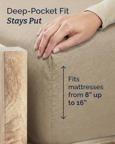 Image of Twin 4 Piece Bed Sheet Set - Breathable & Cooling Sheets - Heathered Beige