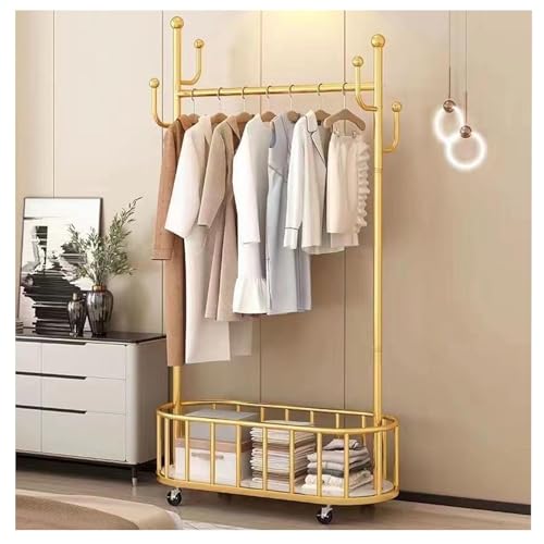 移動式ハンガーラック、多機能ハンガーラック、ワゴンハンガーラック、ポールハンガー、おしゃれ 洋服ラックコート掛け、多機能収納、金属製 帽子掛け、玄関ハンガー 収納バスケット付き、クローゼット収納ラック、室内物干し 部屋干しラック キャスター付き 底には収納
