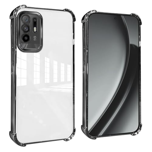 GOGME Cover per Oppo A94 5G Angoli Rinforzati con Pellicola Camera Custodia/TPU Antigraffio Antiurto Morbido Chiaro Design - Nero