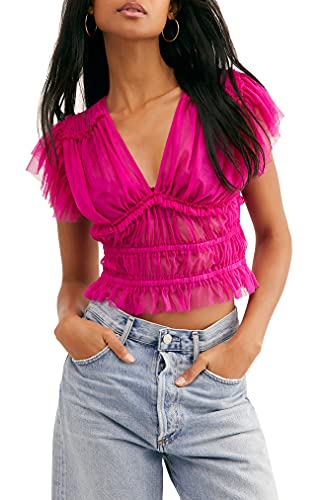 Crop top rose Making Me Smile Free People en taille M pour femme