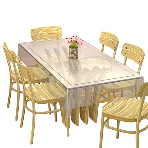 Kuber Industries PVC 6 Seater Transparent Dining Table Cover -Plain
