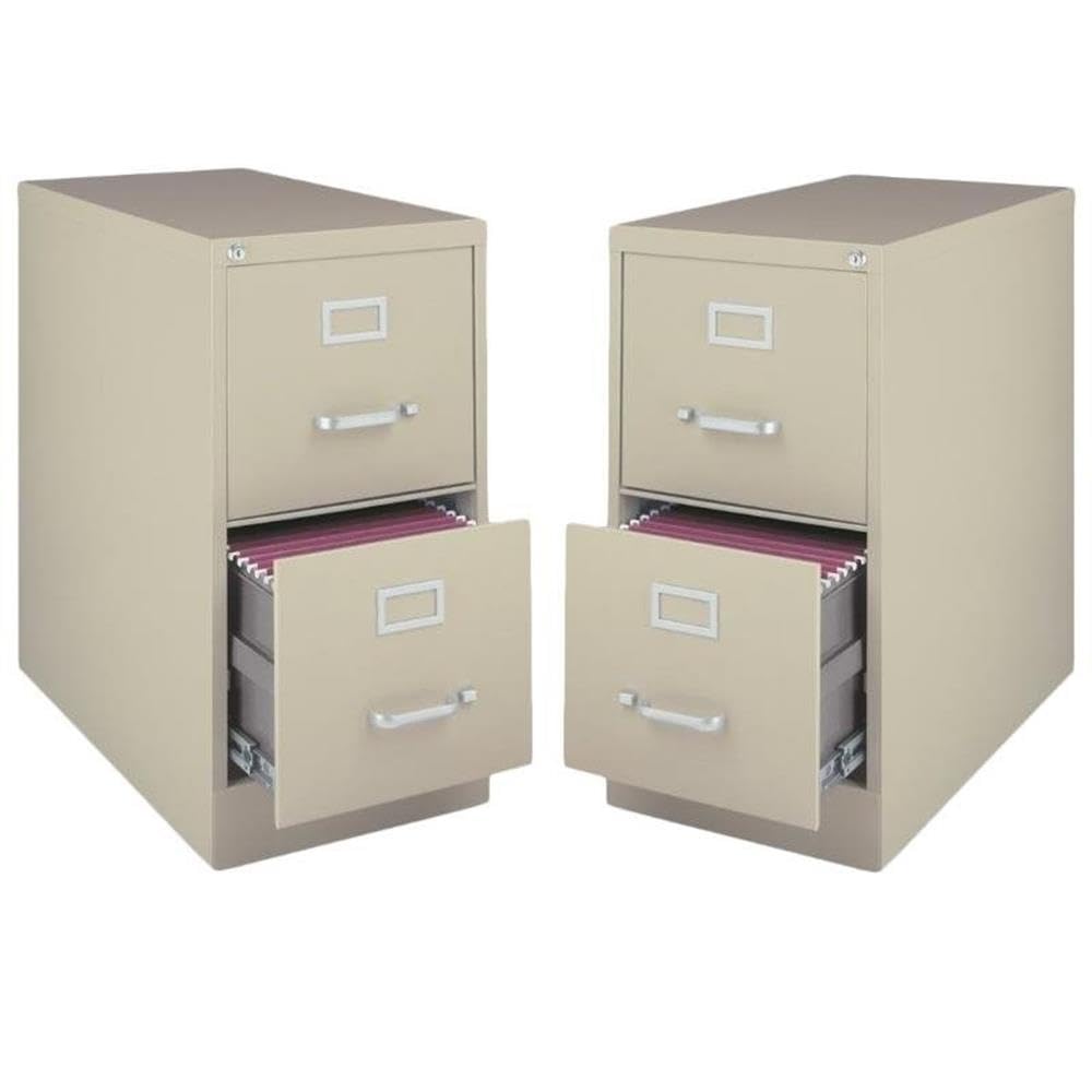 Hirsh Industries Value Pack (Set of 2) 25" Deep 2 Drawer Vertical Letter File Cabinet in Putty