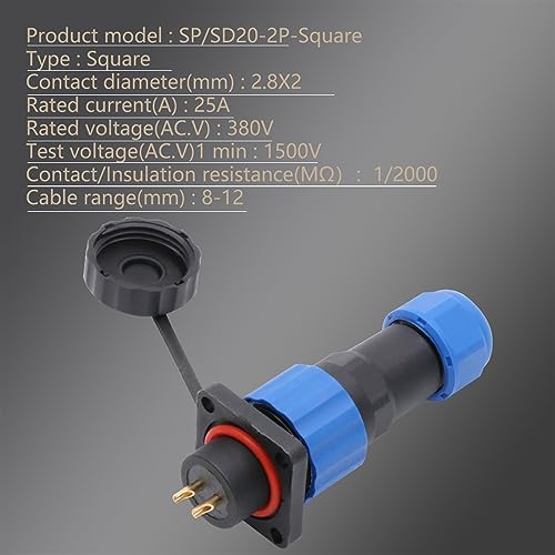 Conector aviación SP20 impermeable con aislamiento para panel cuadrado SD20 6