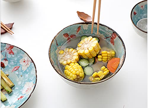 Bicuzat Japanese Style Snow Glaze Hand-Painted Magnolia Flower Ceramic Dessert Bowls Set Pink Sakura Soup Rice Noodle Bowls Set Of 2 #TOP3