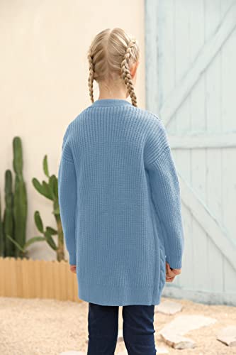 Image of Ermonn Girls Kids Open Front Cardigans Sweaters Long Sleeve Knit Cute Sweater Outwears with Pockets for 5-14 Years