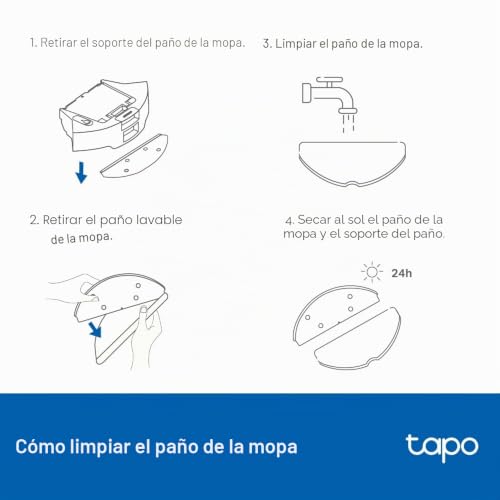 Miniatura 2 de Tapo Rva301 Paño De Fregona Lavable Para Aspiradora Robótica, Compatible Rv30 Max Plus, Rv30 Max, Rv20 Max Plus, Rv20 Max