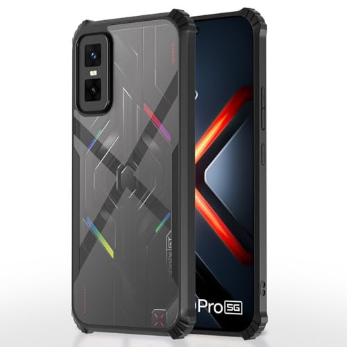 Image of Pikkme Back Cover for Infinix GT 30 Pro 5G | Ultra Hyrbid | Full Camera Protection | Raised Edge | Crystal Clear Transparent Bumper Case (Black)