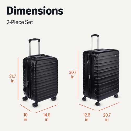 Amazon Basics 2-Piece Luggage Set (21", 30"), Hardshell Suitcases With Wheels, Expandable For Up to 25% More Space, With Scratch-Resistant Surface, Four Multi-directional Wheels, Black by Amazon Basics - Image 6