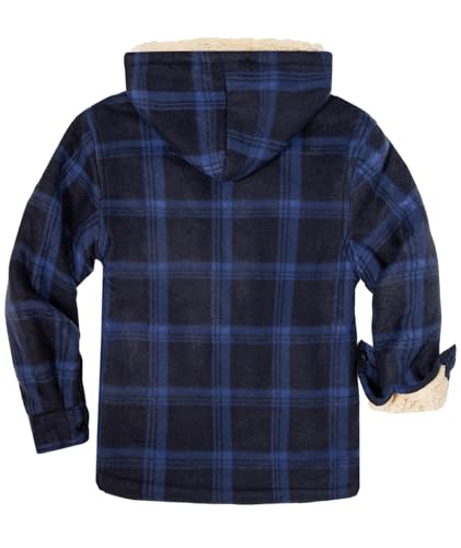 Image of GEEK LIGHTING Boys Flannel Jacket Sherpa Lined Hoodies Zip Up Fleece Plaid Shirt Jackets Winter Outdoor Coat Warm