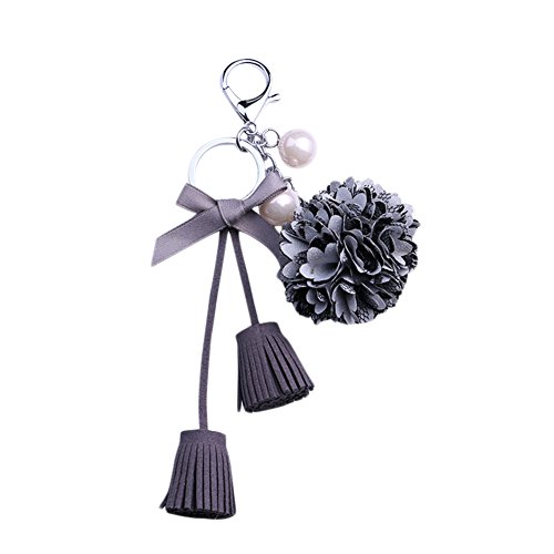 Preisvergleich Produktbild Nikgic Spitze Blume Anhänger Schlüsselanhänger Legierung Quasten Schlüssel Organizer für Schmuck Zubehör Innovative DIY Handtasche Auto Dekoration (Grau)