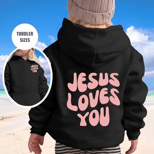 Jesus Loves Me This I Know Hoodies for Teen Girls Trendy Youth Long Sleeve Sweatshirts Tween Tops Preppy Clothes 03 Black 1-2 Years2