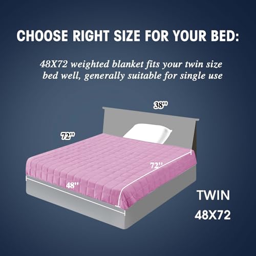 Image of yescool Weighted Blanket for Adults (10 lbs, 48 inch x 72 inch, Salmon Stripes) Heavy Blanket for Sleeping Perfect for 90-110 lbs, Twin Size Breathable Blanket with Premium Glass Bead, Machine Washable