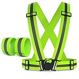 K-Brands Reflective Vest for High Visibility All Day and Night for Running, Biking and More, Unisex (1 Vest, 2 Arm Bands)