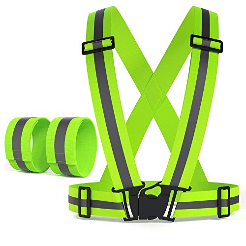 K-Brands Reflective Vest for High Visibility All Day and Night for Running, Biking and More, Unisex (1 Vest, 2 Arm Bands)
