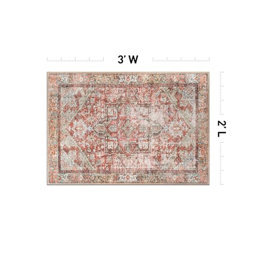 Rugshop Multi Vintage Boho Medallion Area Rug — Machine Washable, 9'x12' for Living Room, Dining Room and Bedroom