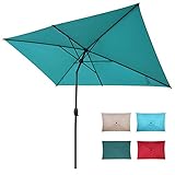 Abba Patio 6.5 x 10ft Rectangular Patio Umbrella Outdoor Market Table Umbrella with Push Button Tilt and Crank for Garden, Lawn, Deck, Backyard & Pool, Turquoise