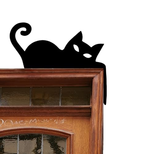 Décorateur De Porte | Décor Suspendu en Bois - Oeuvre d'art Mural en Forme de Chat Décoratif pour Halloween Idéal pour Bricolage Décoration de Salon Maison et Appartement