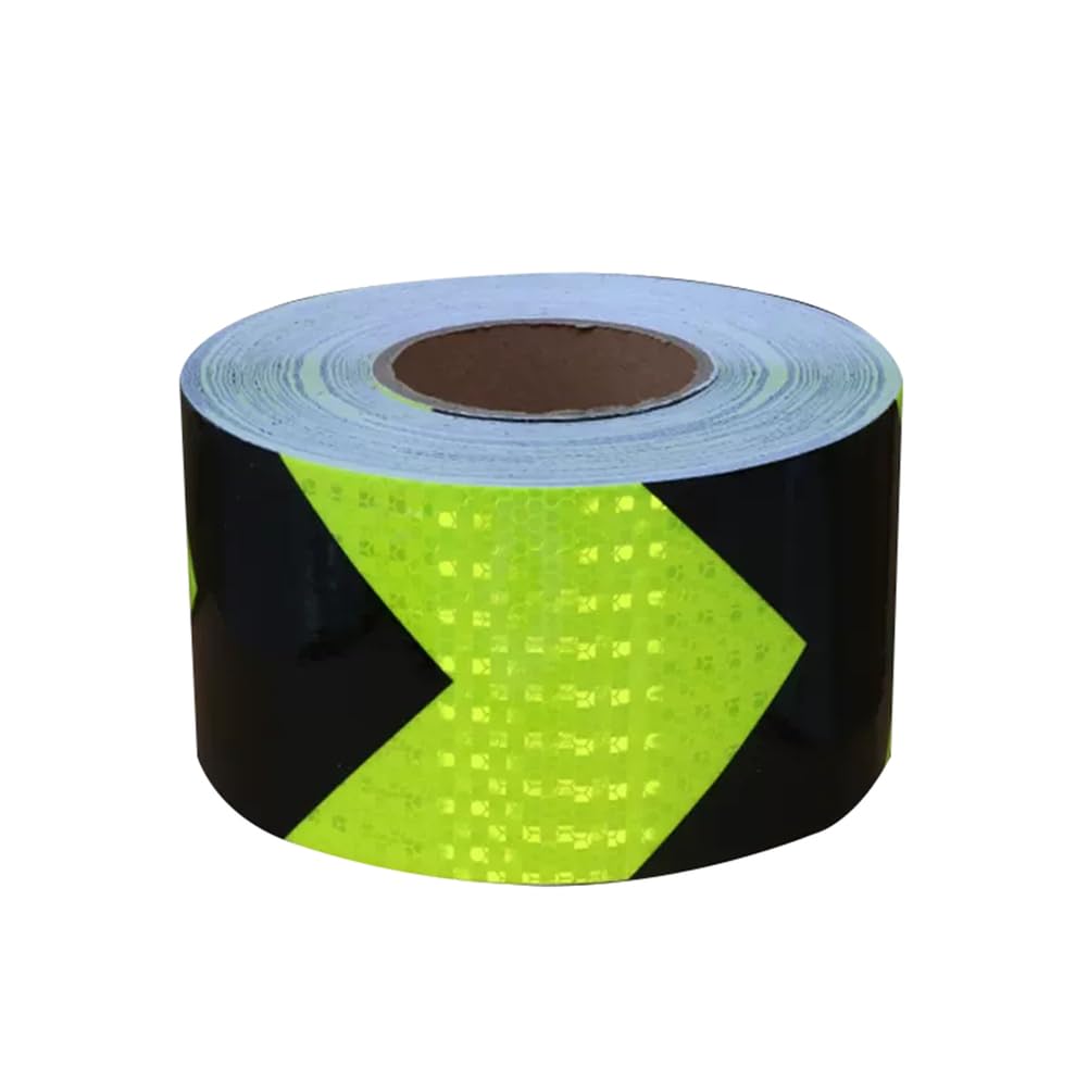Cinta Reflectante Adhesiva, 10cm x 50m Cinta Fluorescente Impermeable Autoadhesiva, Pegatinas Reflectantes Alta Visibilidad, Señalización Advertencia Seguridad para vehículos,Bright black yellow