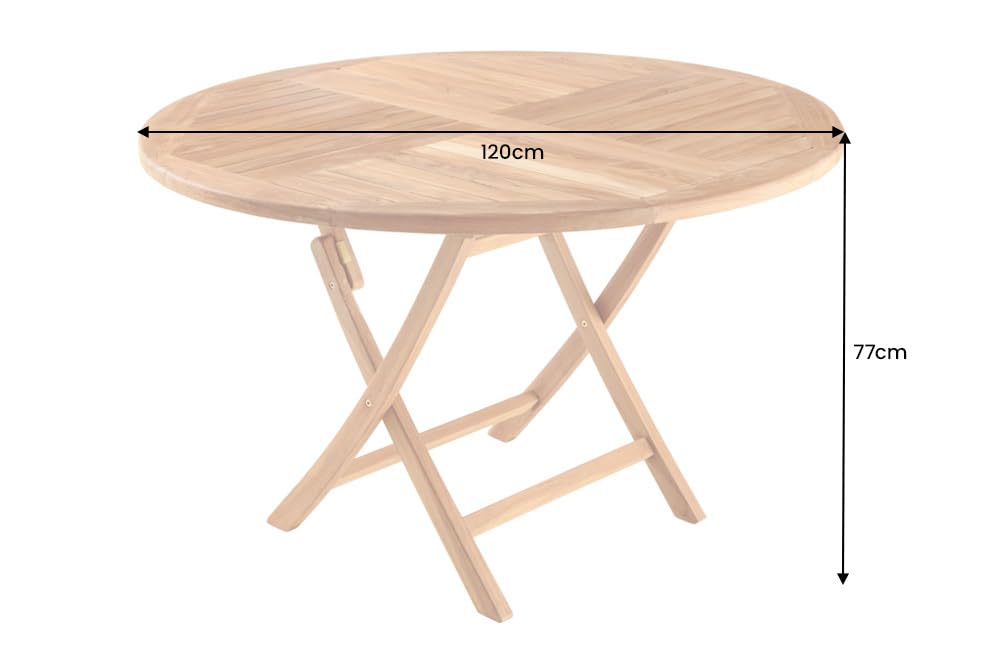 Riess Ambiente Massiver Gartentisch Empire Teak Ø120cm Natur Teakholz Terrassentisch Balkontisch Holztisch Esstisch 4-8 Sitzplätze Outdoor-Tisch Tisch