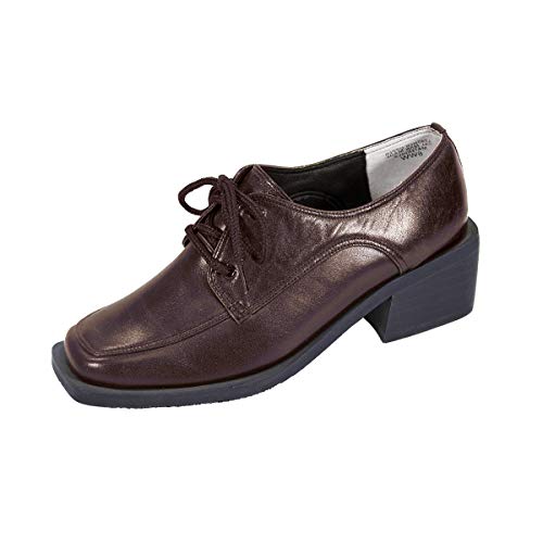 Peerage Sapato Oxford feminino de couro largo com cadarço Moya, Marrom, 11 Wide