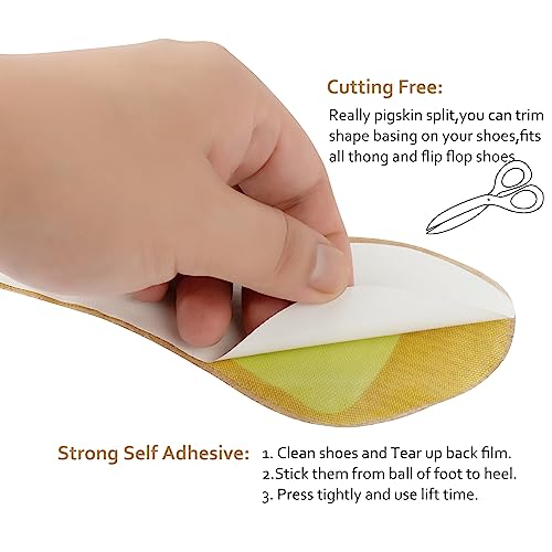 (2 Pairs) Pigskin Non-Slip High Heel Cushion Inserts Arch Support, Shock & Sweat Absorption, Adhesive Shoe Insoles for Dress Shoes Flats Boots Sandals Relief Blister Callus Pain, Fits Women 5-8 Size3