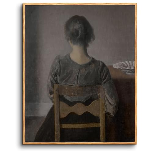 hyidecorart Cuadros Decoracion Dormitorios con Marco Madera, 20x25 cm Vintage Retrato Femenino Lienzos Decorativos Pared Salon, Cuadros Pequeños Decoracion Pared, Clásico Wall Art Comedor Pasillo Baño