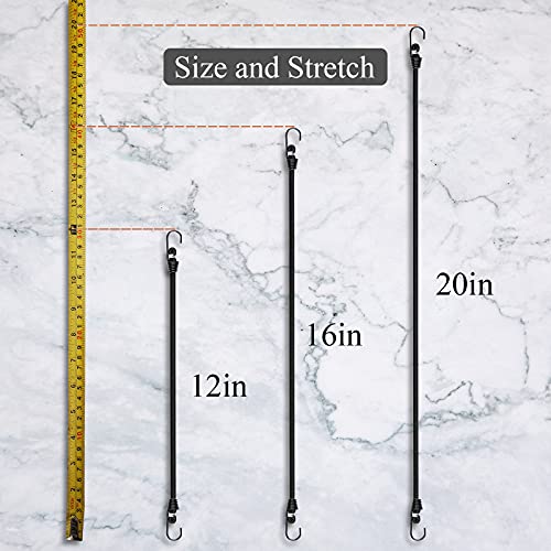 Zhoubin 12 Inch Bungee Cords With Hooks - Short Small Black Bungee Cords, 15 Pcs #TOP3