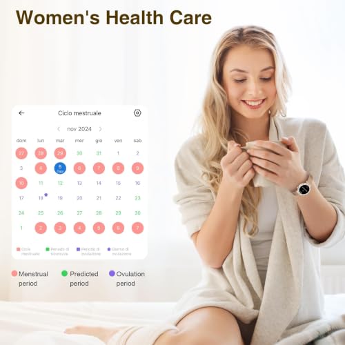 Image of Smart Watches for Women (Answer /Make Calls),1.19 inch AMOLED Slim Smartwatch with Heart Rate /Sleep Monitor,120+ Sport Modes Fitness Tracker with Bluetooth for iOS /Android Rose Gold