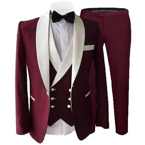Costume 3 pièces homme coupe ajustée anti-plis pour grand mariage
