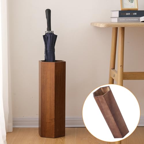 Porte-parapluies en bois, étagère de rangement couloir et range-parapluies long
