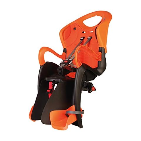b bellelli Tiger - Rear Bicycle Seat - for Children Up to 22 kg, 3 to 8 Years - Attaches to Luggage Carrier - Orange Black Cover